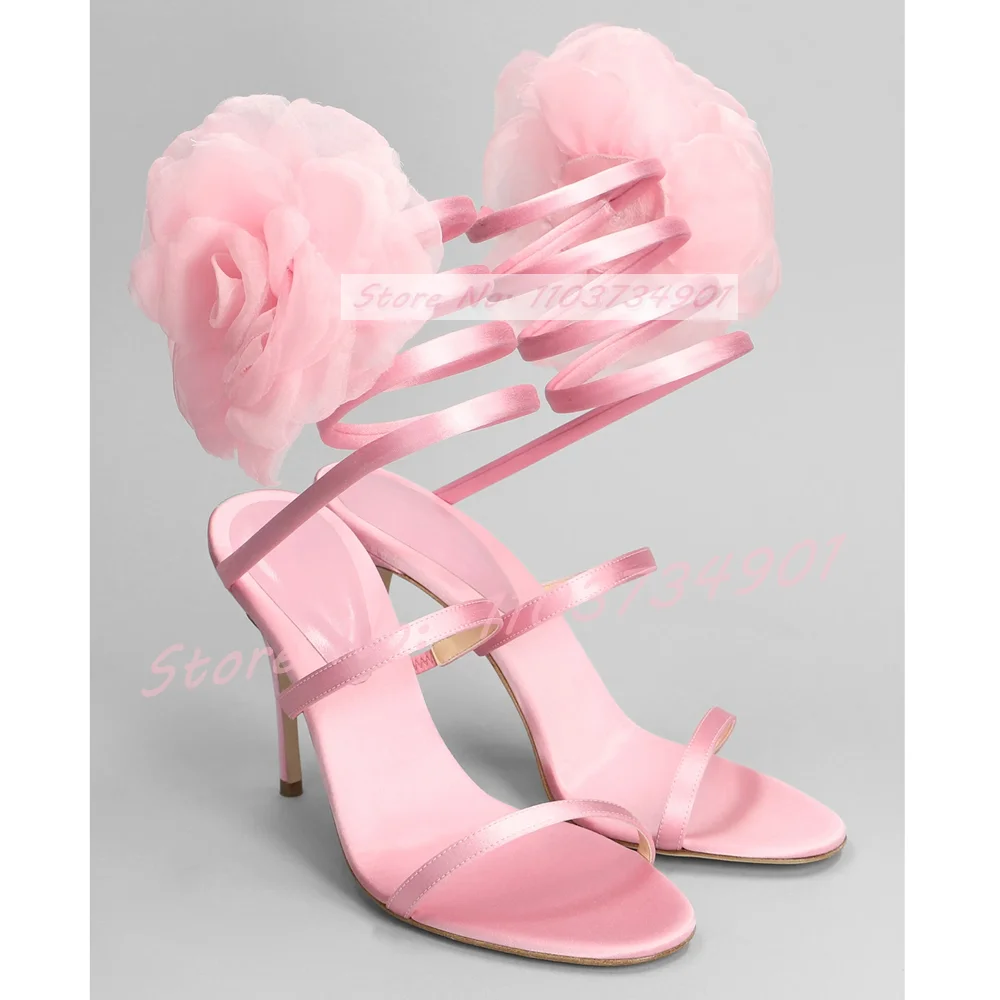Luxury Lifestyle Shoes - Roze Kanten Bloem Fee Kruisband Sandalen